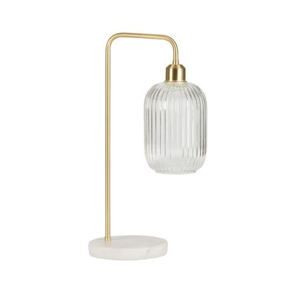Vintage Gold Crystal and Marble Table Lamp