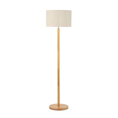 Modern wood and linen floor lamp