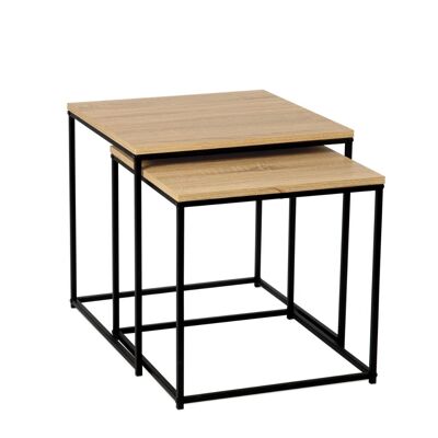 Industrial style metal and wood side tables