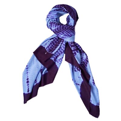 Luxurious Merino Wool & Silk Scarf - Purple and Lilac Tie Dye (SKU0002-3)