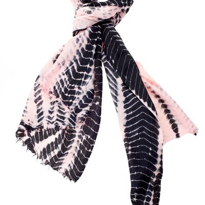 Super Fine 100% Cashmere Scarf - Pink and Black Tie Dye (SKU0007-1)
