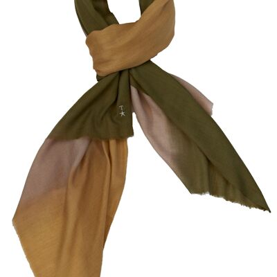 Luxurious Merino Wool & Silk Scarf - Shades of Brown Dip Dye (SKU0012-3)