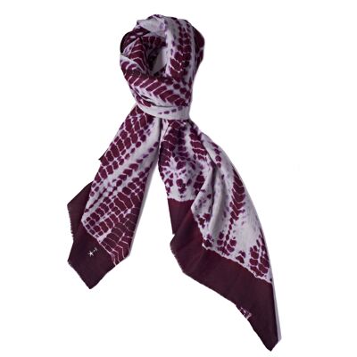 Luxurious Merino Wool & Silk Scarf - Purple and Mauve Tie Dye (SKU0013-3)