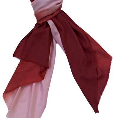 Super Fine 100% Cashmere Scarf - Pink and Red Dip Dye (SKU0022-1)