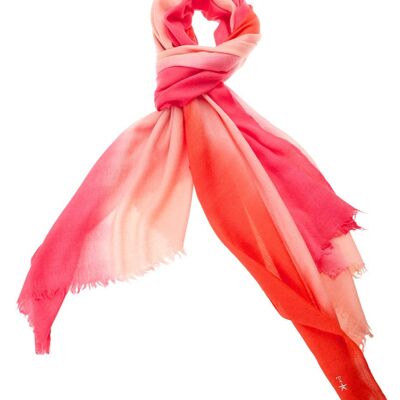 Luxurious Merino Wool & Silk Scarf - Shades of Pink Dip Dye (SKU0023-3)