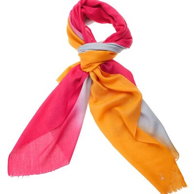 Super Soft Cashmere Blend Scarf - Yellow, Pink and White Dip Dye (SKU0026-2)