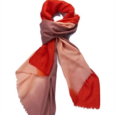 Luxurious Merino Wool & Silk Scarf - Shades of Pink Dip Dye (SKU0027-3)