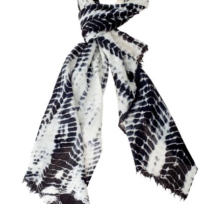 Super Soft Cashmere Blend Scarf - Black and White Tie Dye (SKU0030-2)