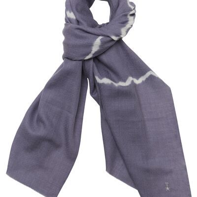Luxurious Merino Wool & Silk Scarf - Mauve and White Tie Dye (SKU0035-3)