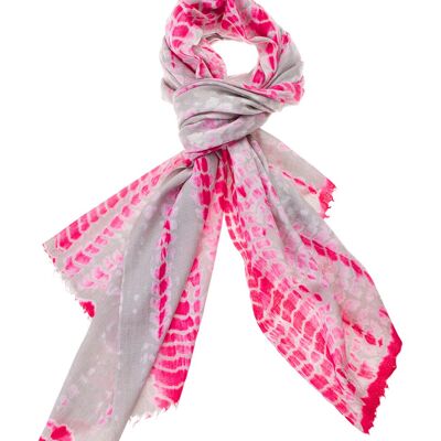 Super Fine 100% Cashmere Scarf - Pink Tie Dye (SKU0044-1)