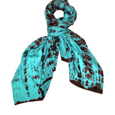 Super Fine 100% Cashmere Scarf - Green and Black Tie Dye (SKU0047-1)