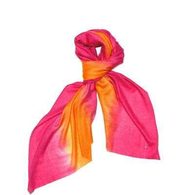 Super Soft Cashmere Blend Scarf - Pink and Orange Dip Dye (SKU0048-2)