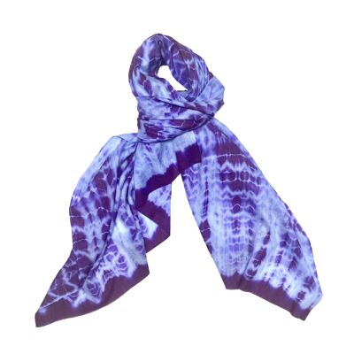Luxurious Merino Wool & Silk Scarf - Purple and Mauve Tie Dye (SKU0049-3)
