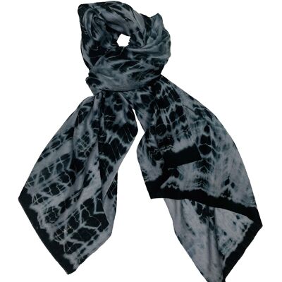 Super Soft Cashmere Blend Scarf - Black and White Tie Dye (SKU0051-2)