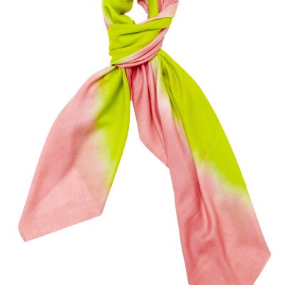 Super Soft Cashmere Blend Scarf - Lime Green and Pink Dip Dye (SKU0053-2)