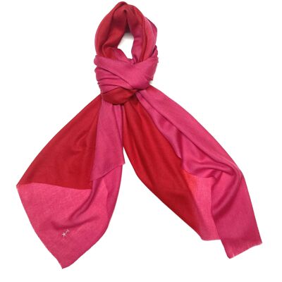Luxurious Merino Wool & Silk Scarf - Shades of Pink Dip Dye (SKU0060-3)