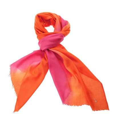 Super Soft Cashmere Blend Scarf - Orange and Purple Dip Dye (SKU0063-2)