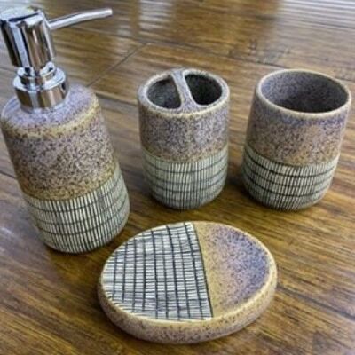 Set of 4 ceramic bath accessories multicolour