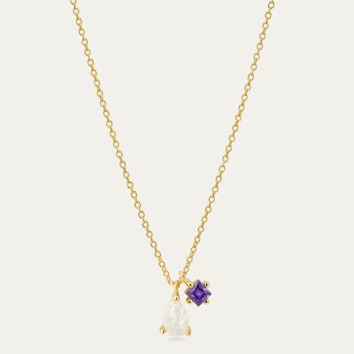Antonella Gold Necklace - Mint Flower -