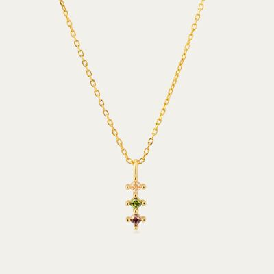 Yvette Gold Necklace - Mint Flower -