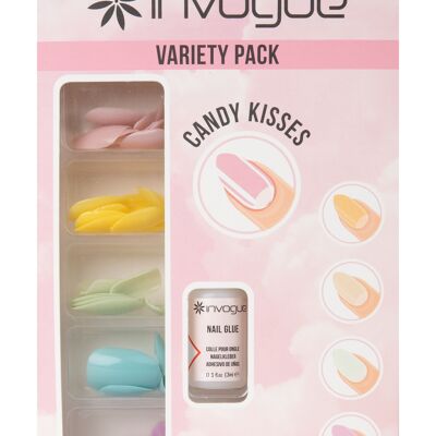 Invogue Candy Kisses Uñas ovaladas - Paquete variado (120 piezas)