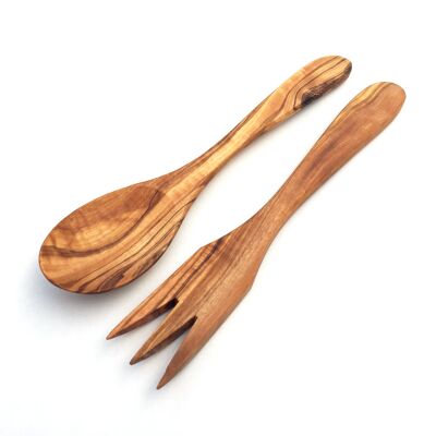 Set of 2 salad servers Paris 20 cm salad spoon olive wood