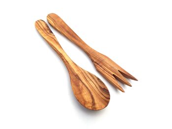 Set de 2 couverts à salade Paris 20 cm cuillère à salade bois d'olivier 2