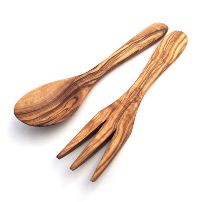 Set of 2 salad servers Paris 17 cm salad spoon olive wood