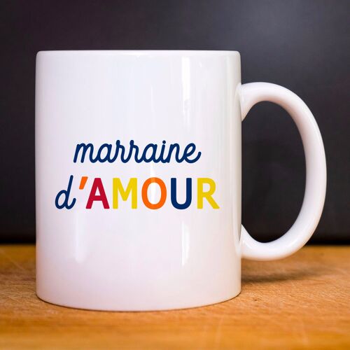 Mug blanc marraine d'amour colorée waf