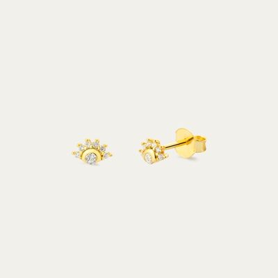 Zoe Gold Earrings - Mint Flower -