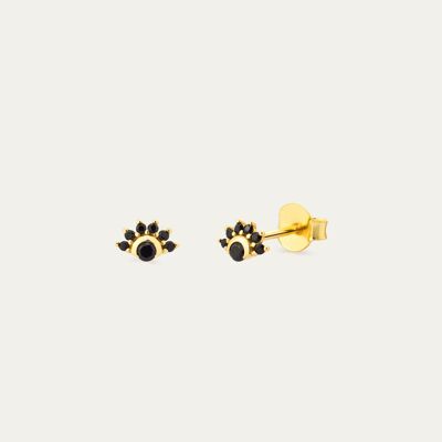 Zoe Black Gold Earrings - Mint Flower -