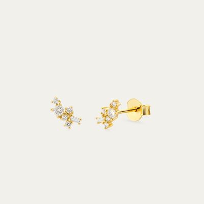 Vanesa Gold Earrings - Mint Flower -