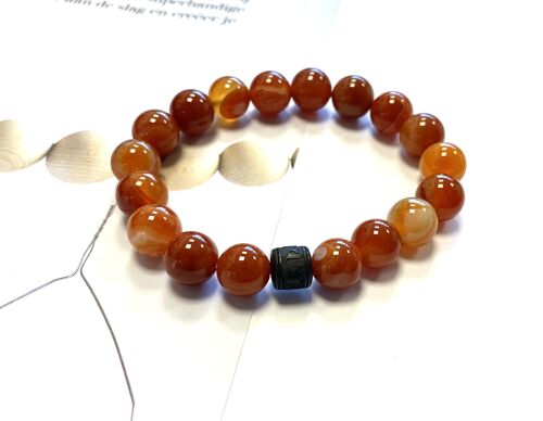 Men's bracelet Agate with ebony bead