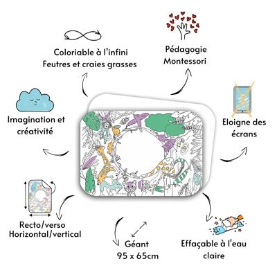 Coloriboard-Riesenposter für wiederverwendbare Kinder - der Dschungel 95cm x 65cm