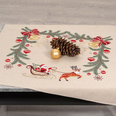 Santa On His Way Embroidery DIY Table Topper Kit