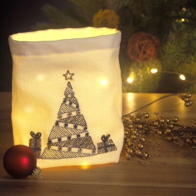 Silver Christmas Tree Embroidery DIY Pouch Kit