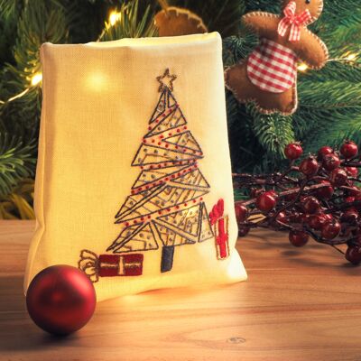 Geometric Christmas Tree Embroidery DIY Pouch Kit