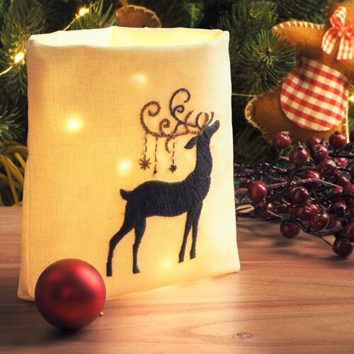 Reindeer Silhouette Embroidery DIY Pouch Kit