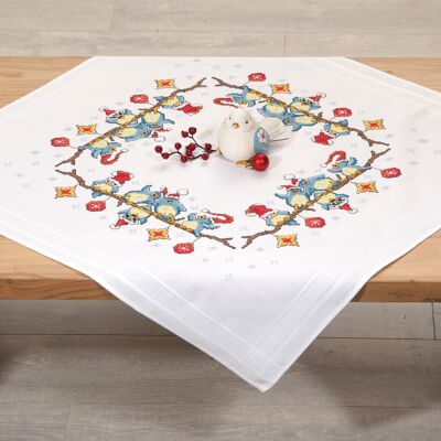 Blue Birds Christmas Party Cross Stitch DIY Table Topper Kit