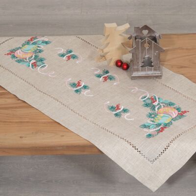 Christmas Tree Ornaments Embroidery DIY Table Runner Kit
