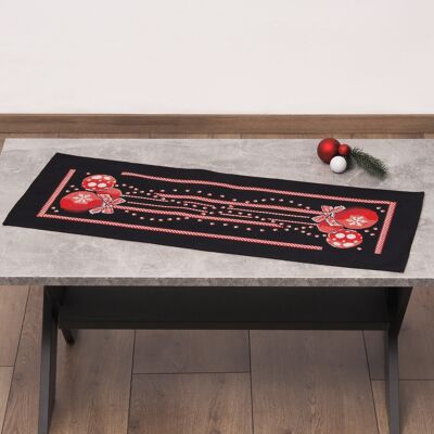 Red Christmas Ornaments Cross Stitch DIY Table Runner Kit
