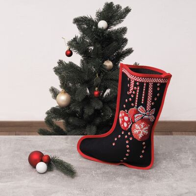 Red Christmas Ornaments Cross Stitch DIY Stocking Kit