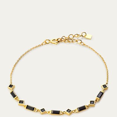 Anouk Black Gold Bracelet - Mint Flower -