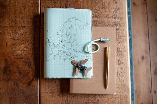 Stitch Your Travels Europe Edition Travel Notebook - Mint vegan leather