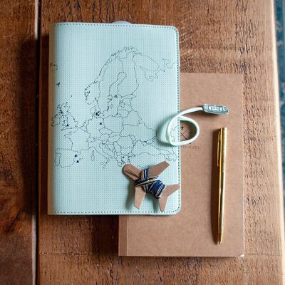 Stitch Your Travels Europe Edition Travel Notebook - Mint vegan leather
