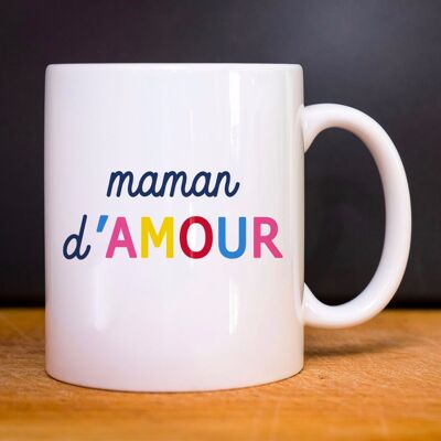 Mug blanc maman d'amour colorée waf