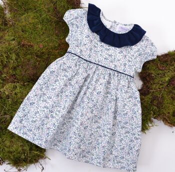 Robe Marion imprimé petites fleurs bleues 3