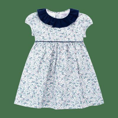 Marion dress with small blue flowers print