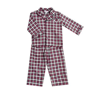 Red tartan pajamas with lapel collar