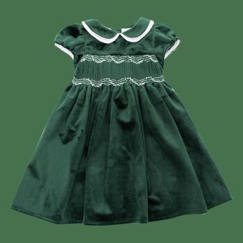 Robe Laura en velours lisse vert pin 14